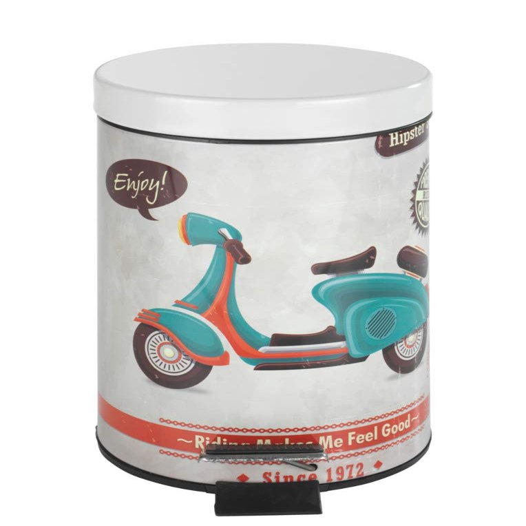 Wenko Pedal bin Vintage Scooter 3l, Multi-Colour, 17 x 17 x 26 cm
