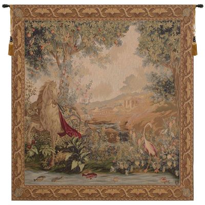 Charlotte Home Furnishings Inc. Le point Deau French Tapestry Wall Hanging 58 x 58 Inch Viscose Cotton and Polyester Blend Wall Art Perfect For Home Decor Wall Decor by Albert Eckhout
