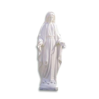 Avalon Gallery Statue - Val Gardena Our Lady of Grace Wood Replica Carved Resin Catholic Sculpture, 58" Tall, White