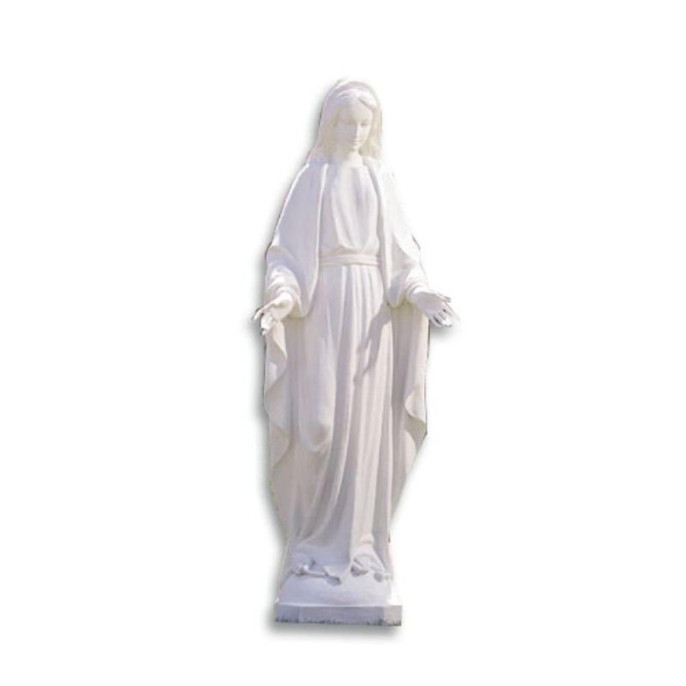 Avalon Gallery Statue - Val Gardena Our Lady of Grace Wood Replica Carved Resin Catholic Sculpture, 58" Tall, White