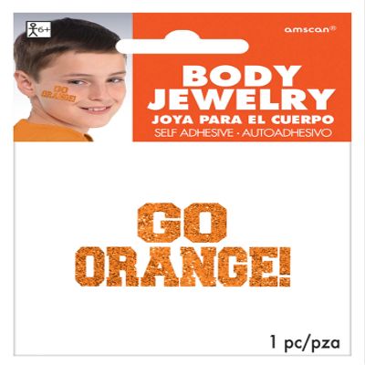 Go Orange Glitter Body Jewelry, Party Accessory