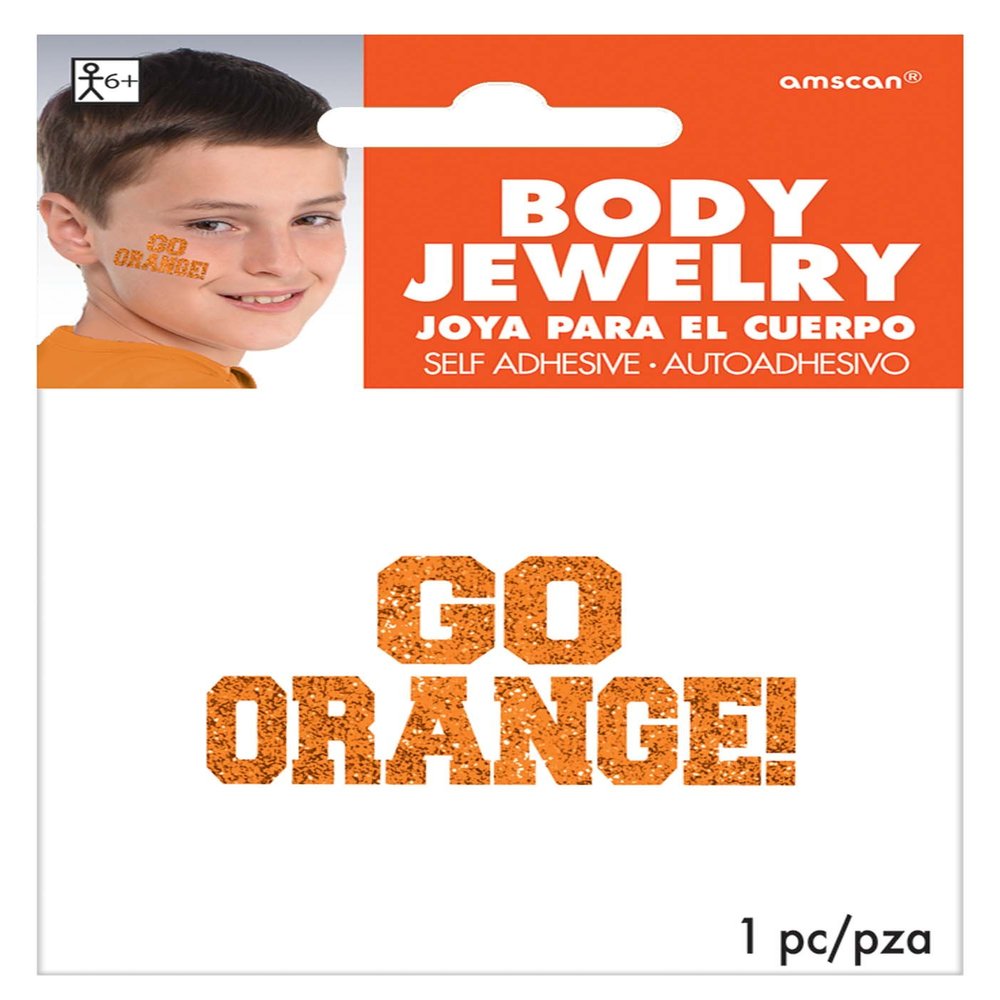 Go Orange Glitter Body Jewelry, Party Accessory