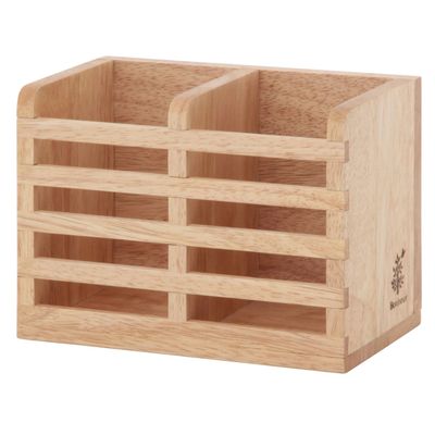 Fuji Boeki 96137 Chopstick Stand, Cutlery Stand, Width 7.1 x Depth 3.9 x Height 5.1 inches (18 x 10 x 13 cm), Natural Kitchen Storage, Includes Partitions, Wooden, Natural Wood, Bonheur