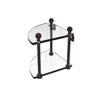 Allied Brass MA-3-ABZ Ma 3 Mambo Collection 2 Tier Corner Glass Shelf, Antique Bronze