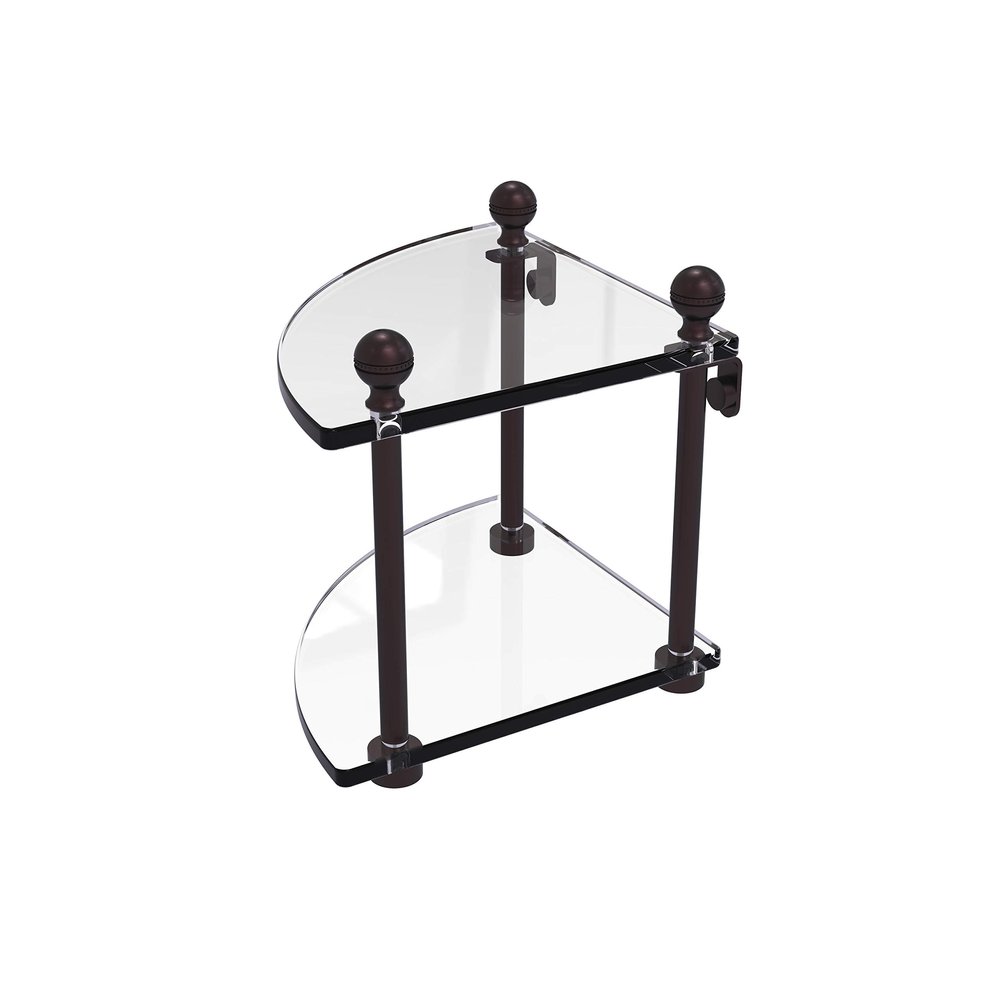 Allied Brass MA-3-ABZ Ma 3 Mambo Collection 2 Tier Corner Glass Shelf, Antique Bronze