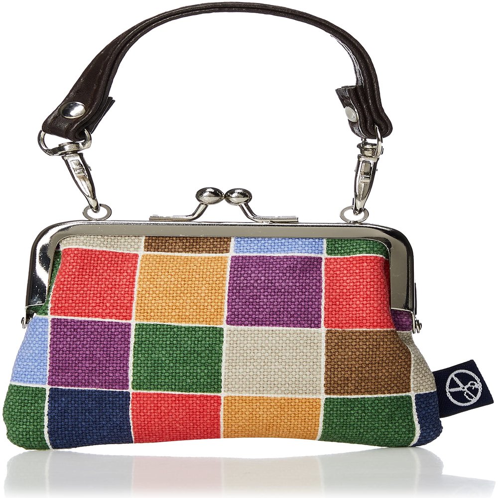 Maeda Dyeing Goshikihanpudo Kyoto Japan 2.5 Square Coin Purse, Goshiki Checkered, Dark