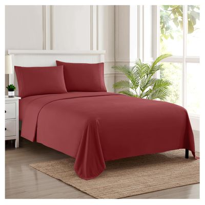 Twin Sheets - Breathable Luxury Sheets with Full Elastic & Secure Corner Straps Built In - 1800 Supreme Collection Extra Soft Deep Pocket Bedding Set, Sheet Set, Twin, Burgundy