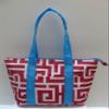 Lunch Bag Insulated Tote Bag Reusable Bag (Greek Key Pink & Blue) view 1
