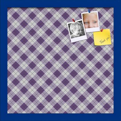 ArtToFrames 16x16 Inch Custom Cork Bulletin Board. This Argyle Purple Pin Board Comes with a Fabric Style Canvas Finish, in a Blue Stain on Beech Frame (PinPix-633-16x16_0066-81792-YBLU)