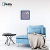 ArtToFrames 16x16 Inch Custom Cork Bulletin Board. This Argyle Purple Pin Board Comes with a Fabric Style Canvas Finish, in a Blue Stain on Beech Frame (PinPix-633-16x16_0066-81792-YBLU) view 3