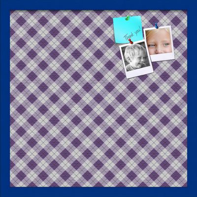 ArtToFrames 20x20 Inch Custom Cork Bulletin Board. This Argyle Purple Pin Board Comes with a Fabric Style Canvas Finish, in a Blue Stain on Beech Frame (PinPix-633-20x20_0066-81792-YBLU)