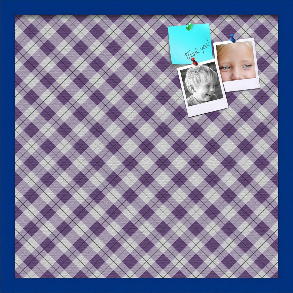 ArtToFrames 20x20 Inch Custom Cork Bulletin Board. This Argyle Purple Pin Board Comes with a Fabric Style Canvas Finish, in a Blue Stain on Beech Frame (PinPix-633-20x20_0066-81792-YBLU)
