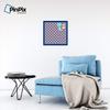 ArtToFrames 20x20 Inch Custom Cork Bulletin Board. This Argyle Purple Pin Board Comes with a Fabric Style Canvas Finish, in a Blue Stain on Beech Frame (PinPix-633-20x20_0066-81792-YBLU) view 3