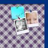 ArtToFrames 24x24 Inch Custom Cork Bulletin Board. This Argyle Purple Pin Board Comes with a Fabric Style Canvas Finish, in a Blue Stain on Beech Frame (PinPix-633-24x24_0066-81792-YBLU) view 2