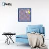 ArtToFrames 24x24 Inch Custom Cork Bulletin Board. This Argyle Purple Pin Board Comes with a Fabric Style Canvas Finish, in a Blue Stain on Beech Frame (PinPix-633-24x24_0066-81792-YBLU) view 4