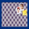 ArtToFrames 18x12 Inch Custom Cork Bulletin Board. This Argyle Purple Pin Board Comes with a Fabric Style Canvas Finish, in a Blue Stain on Beech Frame (PinPix-633-18x12_0066-81792-YBLU) view 1