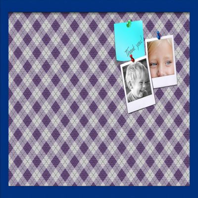 ArtToFrames 24x16 Inch Custom Cork Bulletin Board. This Argyle Purple Pin Board Comes with a Fabric Style Canvas Finish, in a Blue Stain on Beech Frame (PinPix-633-24x16_0066-81792-YBLU)