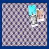 ArtToFrames 24x16 Inch Custom Cork Bulletin Board. This Argyle Purple Pin Board Comes with a Fabric Style Canvas Finish, in a Blue Stain on Beech Frame (PinPix-633-24x16_0066-81792-YBLU) view 1