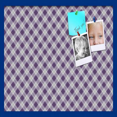 ArtToFrames 30x20 Inch Custom Cork Bulletin Board. This Argyle Purple Pin Board Comes with a Fabric Style Canvas Finish, in a Blue Stain on Beech Frame (PinPix-633-30x20_0066-81792-YBLU)