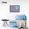 ArtToFrames 30x20 Inch Custom Cork Bulletin Board. This Argyle Purple Pin Board Comes with a Fabric Style Canvas Finish, in a Blue Stain on Beech Frame (PinPix-633-30x20_0066-81792-YBLU) view 3