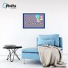 ArtToFrames 30x20 Inch Custom Cork Bulletin Board. This Argyle Purple Pin Board Comes with a Fabric Style Canvas Finish, in a Blue Stain on Beech Frame (PinPix-633-30x20_0066-81792-YBLU) view 4