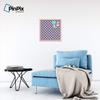 ArtToFrames 20x20 Inch Custom Cork Bulletin Board. This Argyle Purple Pin Board Comes with a Fabric Style Canvas Finish, in a Baby Pink on Beech Frame (PinPix-633-20x20_0066-81792-YPNK) view 3