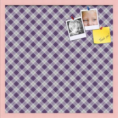 ArtToFrames 24x24 Inch Custom Cork Bulletin Board. This Argyle Purple Pin Board Comes with a Fabric Style Canvas Finish, in a Baby Pink on Beech Frame (PinPix-633-24x24_0066-81792-YPNK)
