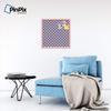 ArtToFrames 24x24 Inch Custom Cork Bulletin Board. This Argyle Purple Pin Board Comes with a Fabric Style Canvas Finish, in a Baby Pink on Beech Frame (PinPix-633-24x24_0066-81792-YPNK) view 3