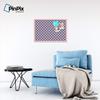 ArtToFrames 30x20 Inch Custom Cork Bulletin Board. This Argyle Purple Pin Board Comes with a Fabric Style Canvas Finish, in a Baby Pink on Beech Frame (PinPix-633-30x20_0066-81792-YPNK) view 3