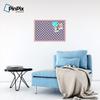 ArtToFrames 30x20 Inch Custom Cork Bulletin Board. This Argyle Purple Pin Board Comes with a Fabric Style Canvas Finish, in a Baby Pink on Beech Frame (PinPix-633-30x20_0066-81792-YPNK) view 4