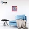 ArtToFrames 16x16 Inch Custom Cork Bulletin Board. This Argyle Purple Pin Board Comes with a Fabric Style Canvas Finish, in a Red Stain on Beech Frame (PinPix-633-16x16_0066-81792-YRED) view 3