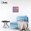 ArtToFrames 16x16 Inch Custom Cork Bulletin Board. This Argyle Purple Pin Board Comes with a Fabric Style Canvas Finish, in a Red Stain on Beech Frame (PinPix-633-16x16_0066-81792-YRED) view 4
