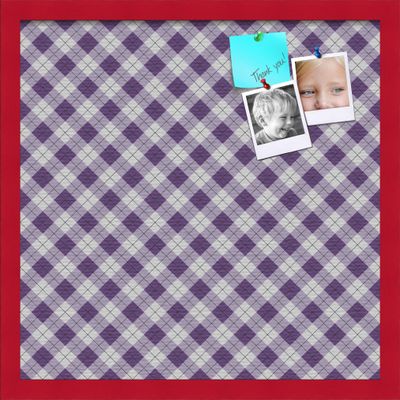 ArtToFrames 20x20 Inch Custom Cork Bulletin Board. This Argyle Purple Pin Board Comes with a Fabric Style Canvas Finish, in a Red Stain on Beech Frame (PinPix-633-20x20_0066-81792-YRED)