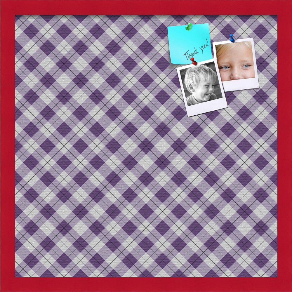 ArtToFrames 20x20 Inch Custom Cork Bulletin Board. This Argyle Purple Pin Board Comes with a Fabric Style Canvas Finish, in a Red Stain on Beech Frame (PinPix-633-20x20_0066-81792-YRED)