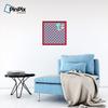 ArtToFrames 20x20 Inch Custom Cork Bulletin Board. This Argyle Purple Pin Board Comes with a Fabric Style Canvas Finish, in a Red Stain on Beech Frame (PinPix-633-20x20_0066-81792-YRED) view 4