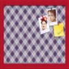 ArtToFrames 18x12 Inch Custom Cork Bulletin Board. This Argyle Purple Pin Board Comes with a Fabric Style Canvas Finish, in a Red Stain on Beech Frame (PinPix-633-18x12_0066-81792-YRED) view 1