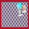 ArtToFrames 24x16 Inch Custom Cork Bulletin Board. This Argyle Purple Pin Board Comes with a Fabric Style Canvas Finish, in a Red Stain on Beech Frame (PinPix-633-24x16_0066-81792-YRED) view 1