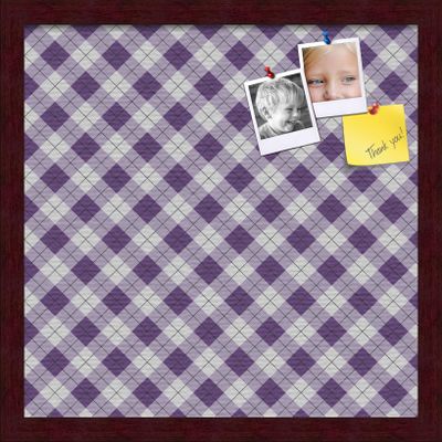 ArtToFrames 16x16 Inch Custom Cork Bulletin Board. This Argyle Purple Pin Board Comes with a Fabric Style Canvas Finish, in a Mahogany Frame (PinPix-633-16x16_FRBW26039)