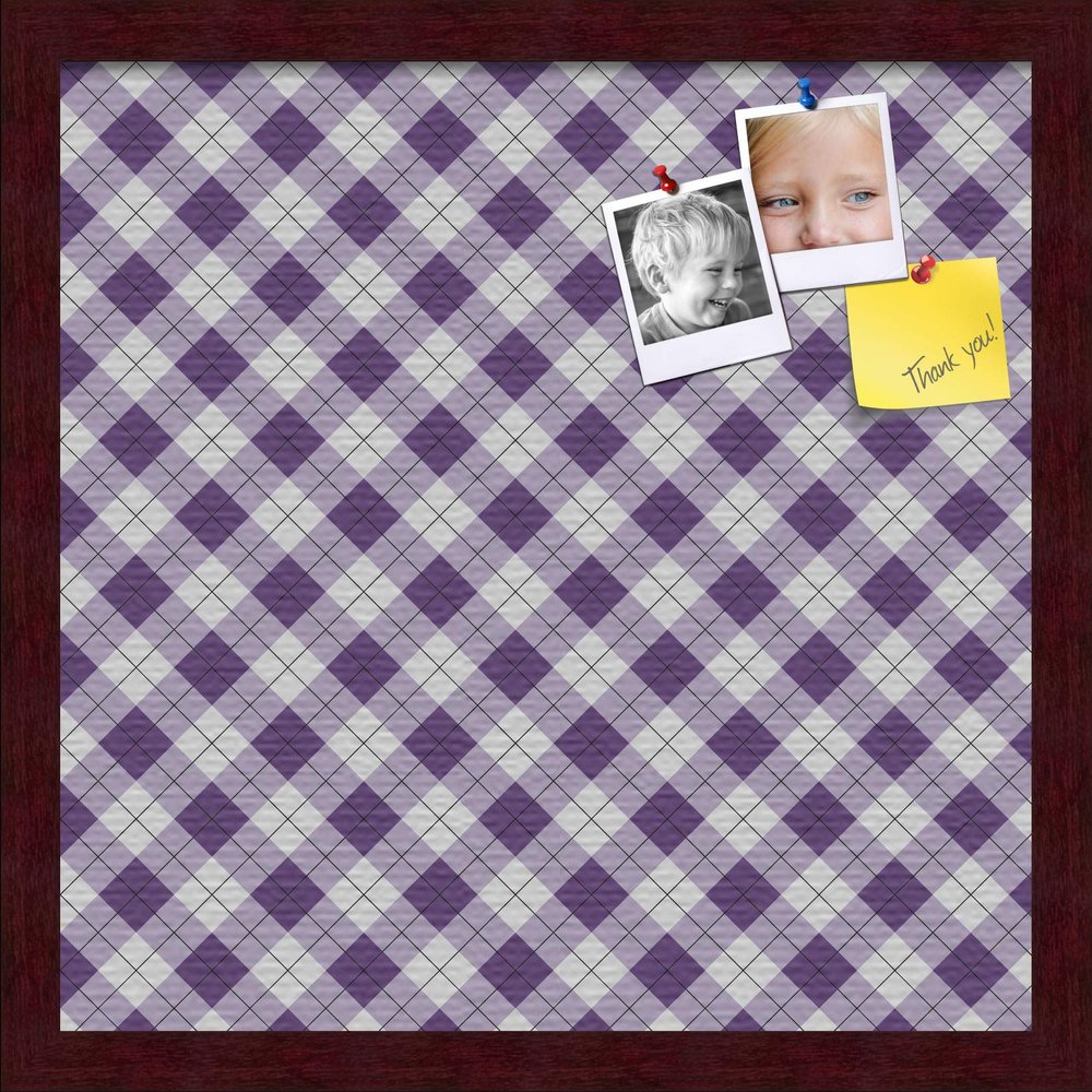 ArtToFrames 16x16 Inch Custom Cork Bulletin Board. This Argyle Purple Pin Board Comes with a Fabric Style Canvas Finish, in a Mahogany Frame (PinPix-633-16x16_FRBW26039)