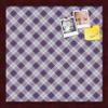 ArtToFrames 16x16 Inch Custom Cork Bulletin Board. This Argyle Purple Pin Board Comes with a Fabric Style Canvas Finish, in a Mahogany Frame (PinPix-633-16x16_FRBW26039) view 1