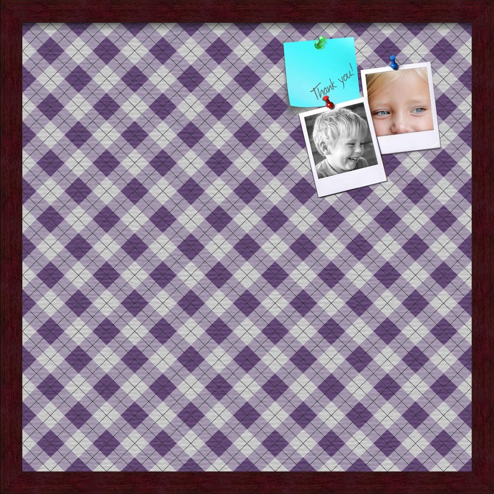 ArtToFrames 20x20 Inch Custom Cork Bulletin Board. This Argyle Purple Pin Board Comes with a Fabric Style Canvas Finish, in a Mahogany Frame (PinPix-633-20x20_FRBW26039)