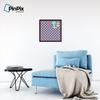 ArtToFrames 20x20 Inch Custom Cork Bulletin Board. This Argyle Purple Pin Board Comes with a Fabric Style Canvas Finish, in a Mahogany Frame (PinPix-633-20x20_FRBW26039) view 4