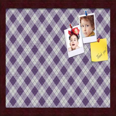 ArtToFrames 18x12 Inch Custom Cork Bulletin Board. This Argyle Purple Pin Board Comes with a Fabric Style Canvas Finish, in a Mahogany Frame (PinPix-633-18x12_FRBW26039)