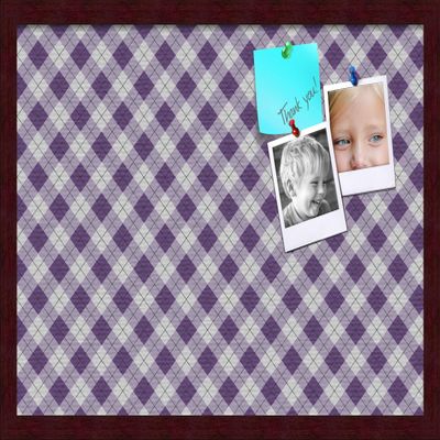 ArtToFrames 24x16 Inch Custom Cork Bulletin Board. This Argyle Purple Pin Board Comes with a Fabric Style Canvas Finish, in a Mahogany Frame (PinPix-633-24x16_FRBW26039)