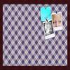 ArtToFrames 24x16 Inch Custom Cork Bulletin Board. This Argyle Purple Pin Board Comes with a Fabric Style Canvas Finish, in a Mahogany Frame (PinPix-633-24x16_FRBW26039) view 1