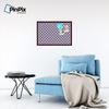 ArtToFrames 30x20 Inch Custom Cork Bulletin Board. This Argyle Purple Pin Board Comes with a Fabric Style Canvas Finish, in a Mahogany Frame (PinPix-633-30x20_FRBW26039) view 4