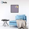 ArtToFrames 24x24 Inch Custom Cork Bulletin Board. This Argyle Purple Pin Board Comes with a Fabric Style Canvas Finish, in a Coffee Frame (PinPix-633-24x24_FRBW26061) view 3