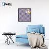 ArtToFrames 24x24 Inch Custom Cork Bulletin Board. This Argyle Purple Pin Board Comes with a Fabric Style Canvas Finish, in a Coffee Frame (PinPix-633-24x24_FRBW26061) view 4