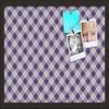 ArtToFrames 24x16 Inch Custom Cork Bulletin Board. This Argyle Purple Pin Board Comes with a Fabric Style Canvas Finish, in a Coffee Frame (PinPix-633-24x16_FRBW26061) view 1