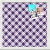 PinPix 16x16 Custom Cork Bulletin Board Argyle Purple Poster Board with a Canvas Style Photo Board, Framed in Satin White Frame (PinPix-633) view 1